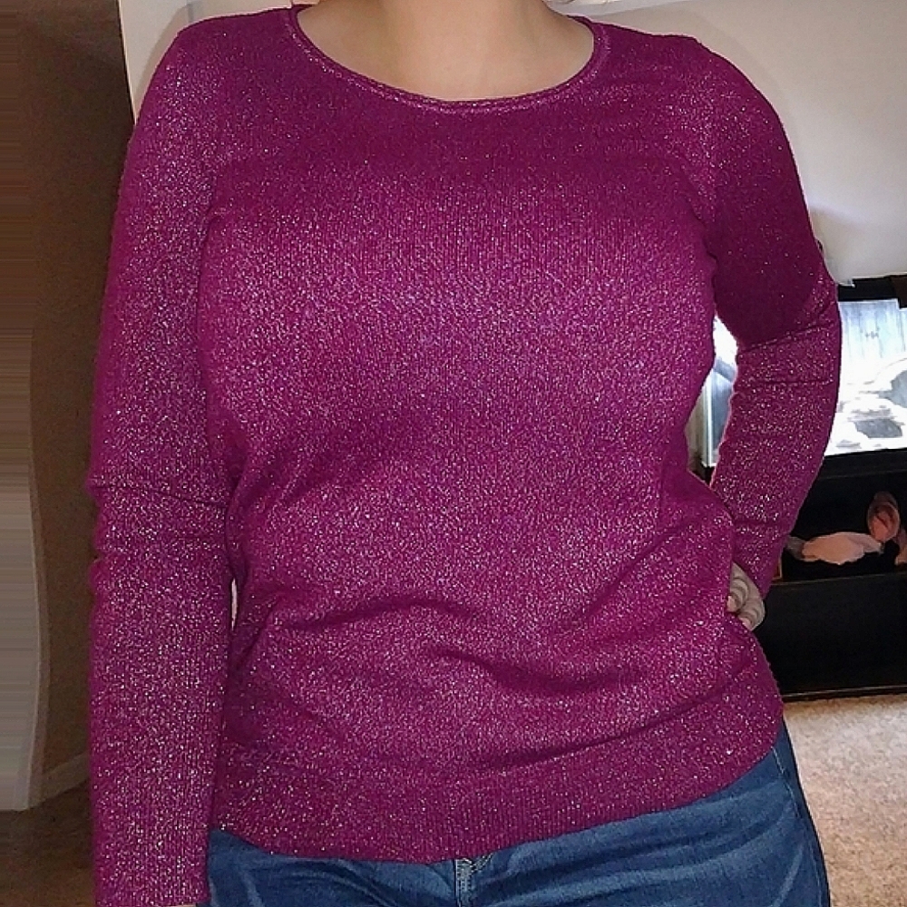Pink Metallic Shimmer Sweater LOFT apt9